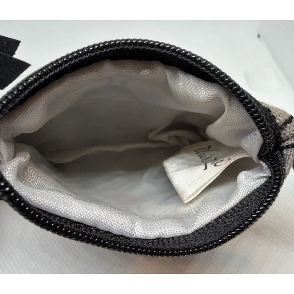Thirty-One Icon Owl Coin Purse Gray Black Paisley Patchwork Retired Zip Pouch